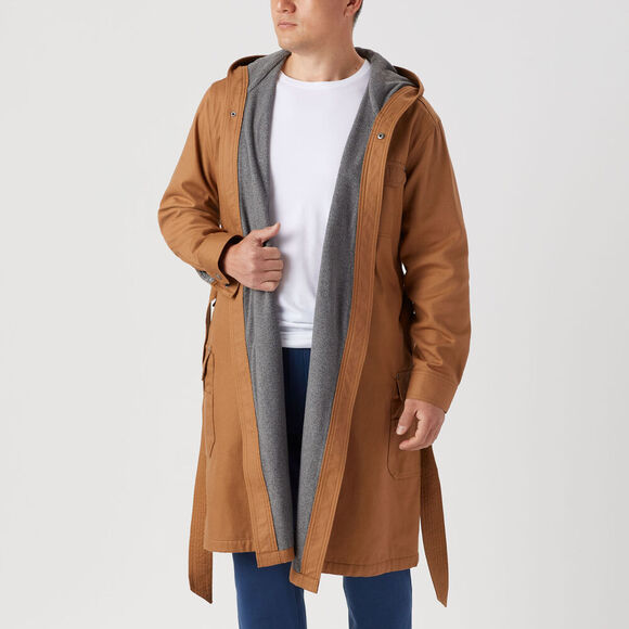 Duluth Trading Co Men's Fire Hose Fleece-Lined Robe Brown Medium Overcoat - Picture 9 of 9